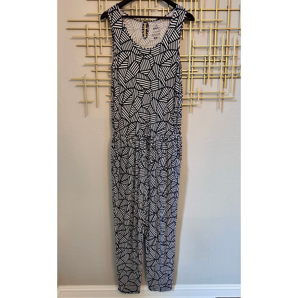 UNIQLO x MoMA SPRZ NY Geometric Jumpsuit Size M Black White Sleeveless